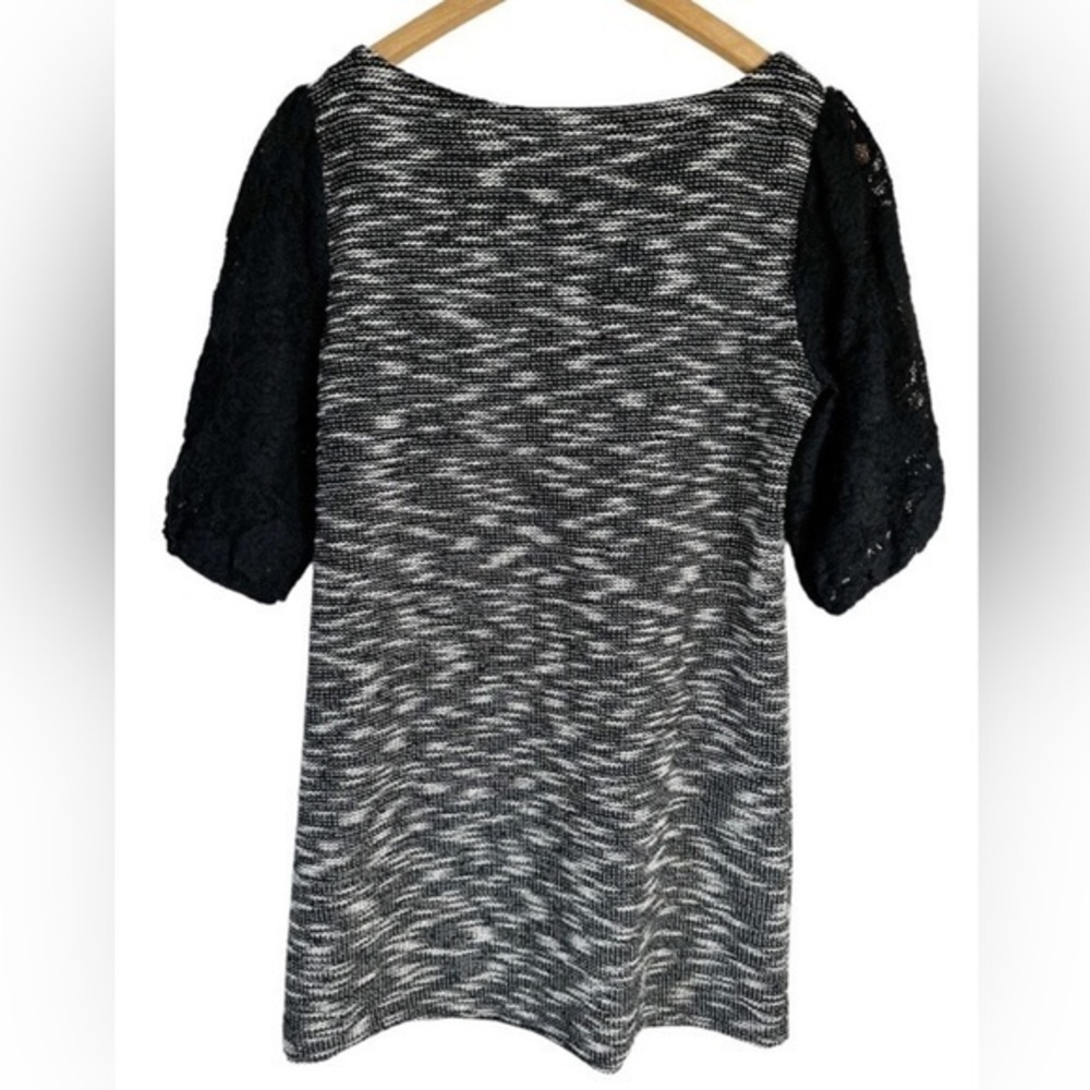 Anthropologie Postmark Black White Textured Tweed Knit Tunic Dress Lace Size S - Picture 5 of 11